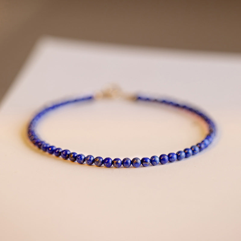 3mm Extremely Fine Lapis Lazuli Natural Crystal Bracelet
