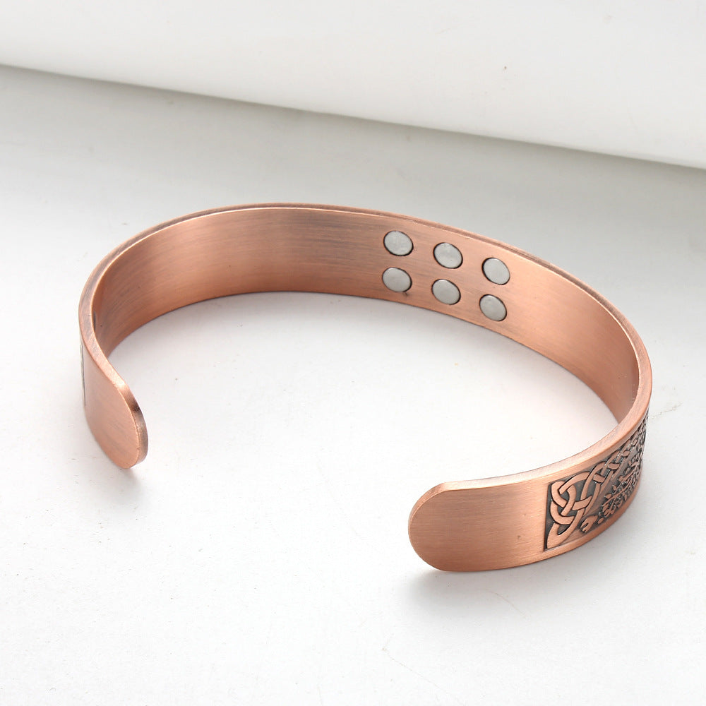 Retro Lucky Tree Energy Pure Copper Magnet Bracelet