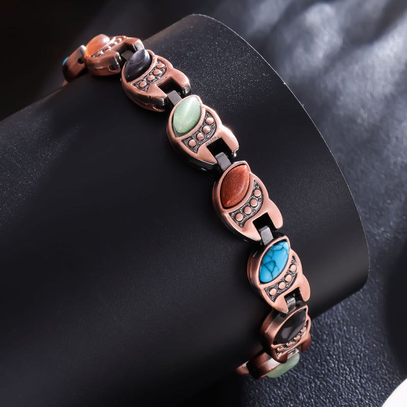 Turquoise Magnet Bracelet Bronze Brushed Retro Creative