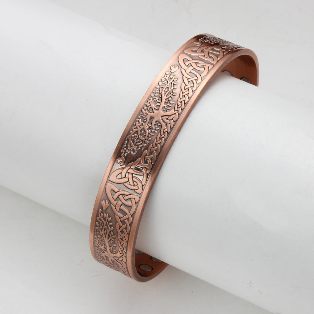 Retro Lucky Tree Energy Pure Copper Magnet Bracelet