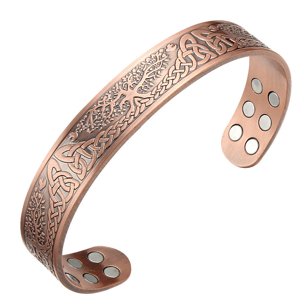 Retro Lucky Tree Energy Pure Copper Magnet Bracelet