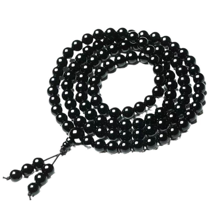 Natural Ugyen Obsidian Buddha Beads 108 Bracelet Rosary