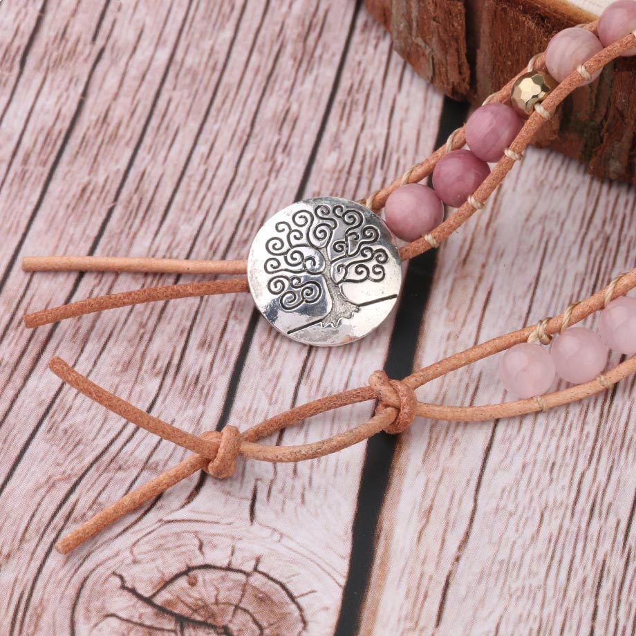 Natural Raw Gemstone Red Woven Bracelet Multi-circle