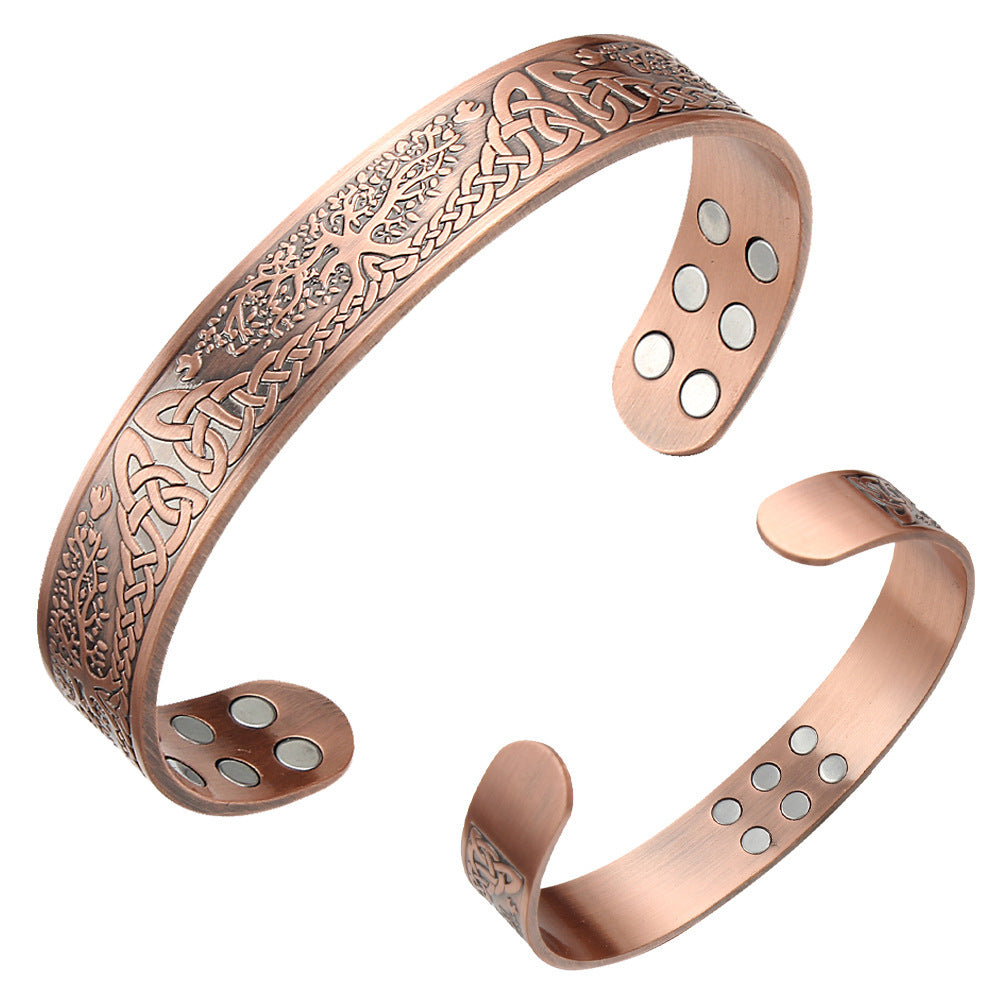 Retro Lucky Tree Energy Pure Copper Magnet Bracelet