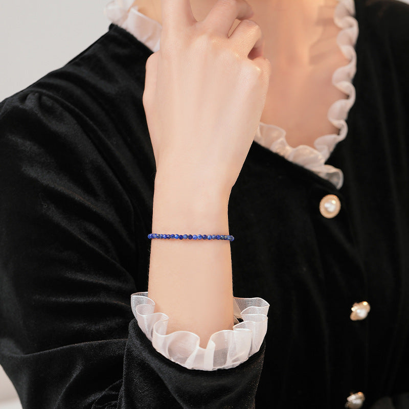 3mm Extremely Fine Lapis Lazuli Natural Crystal Bracelet