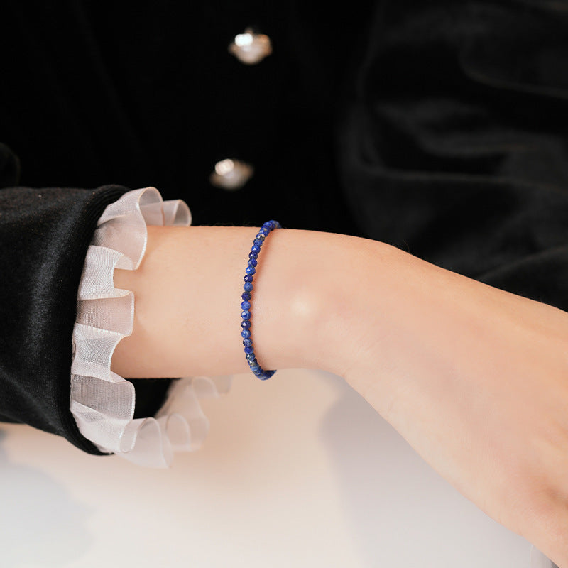 3mm Extremely Fine Lapis Lazuli Natural Crystal Bracelet