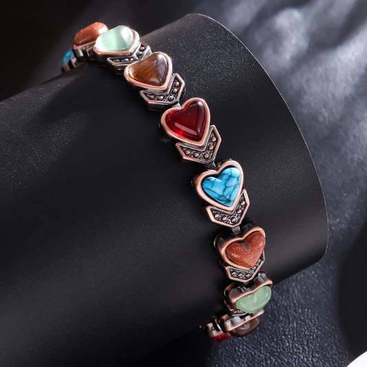 Turquoise Magnet Bracelet Bronze Brushed Retro Creative