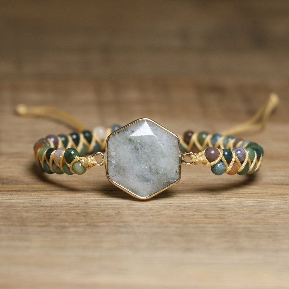 Retro Ethnic Style Natural Stone Hand Weaving Bracelet