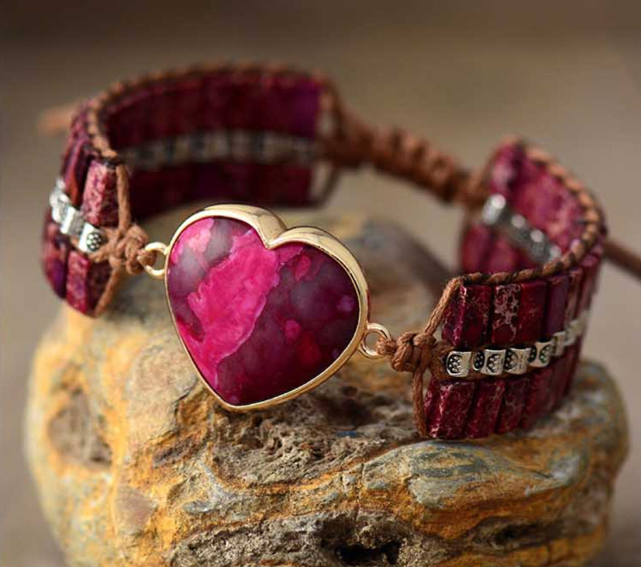 Women's Heart Shaped Imperial Stone Bracelet