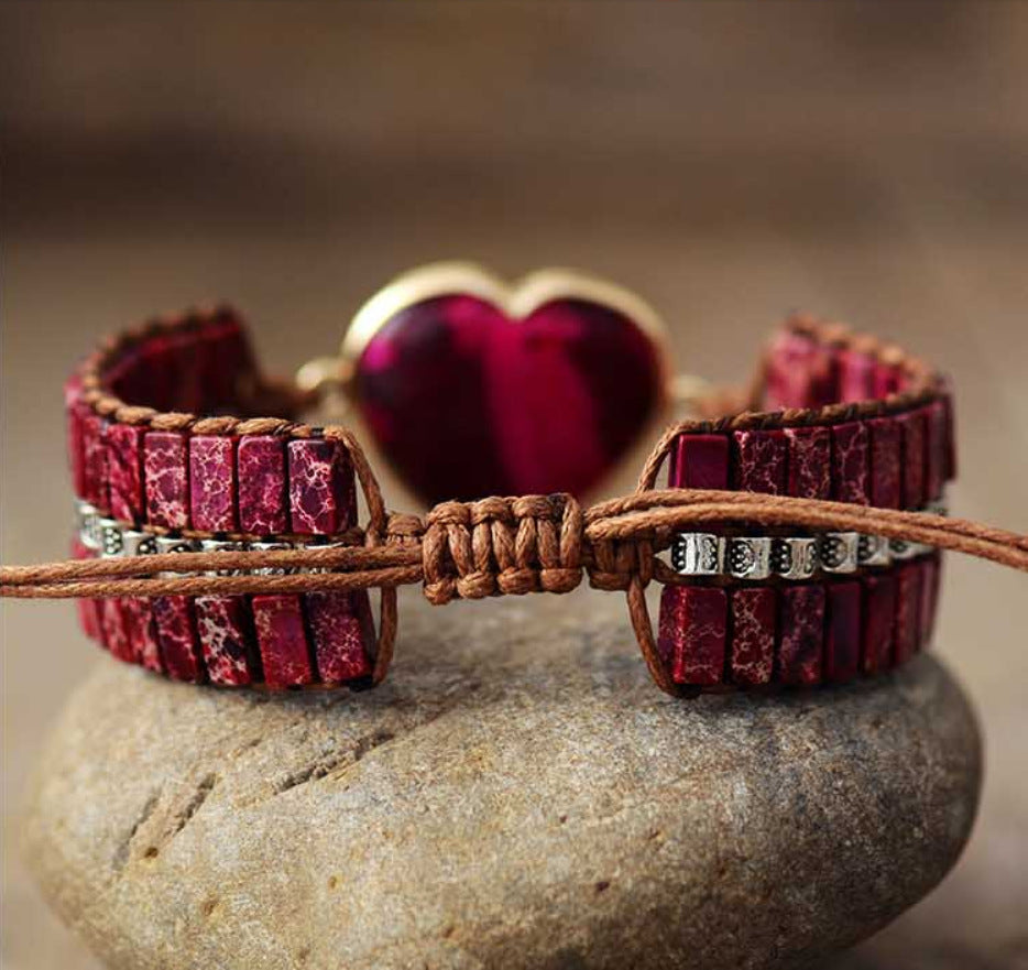 Women's Heart Shaped Imperial Stone Bracelet