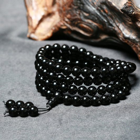 Natural Ugyen Obsidian Buddha Beads 108 Bracelet Rosary